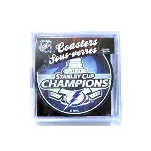 Tampa Bay Lightning 2021 NHL Stanley Cup Champions Coasters Cube Set of 4 New